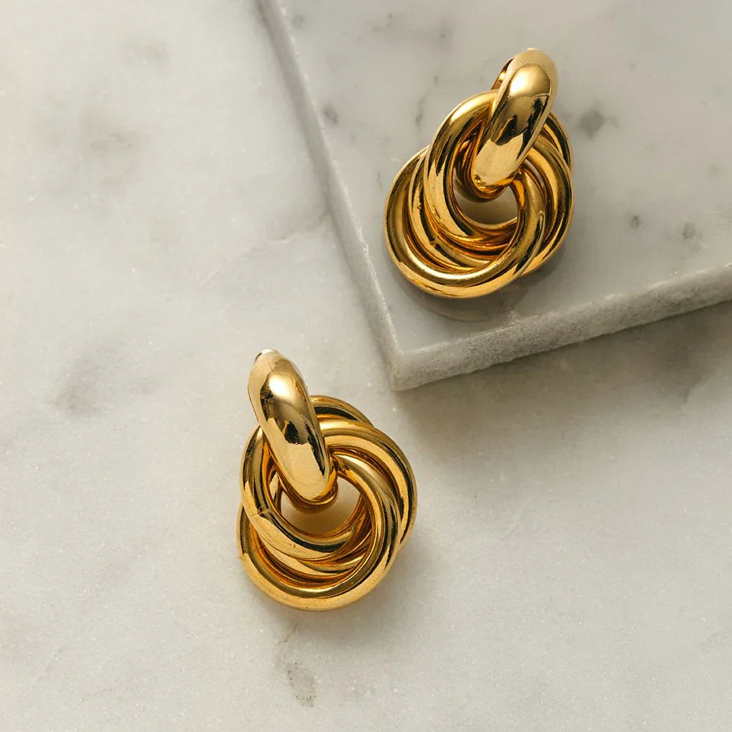 Statement Interlocking Earrings | White Gold - Image 5
